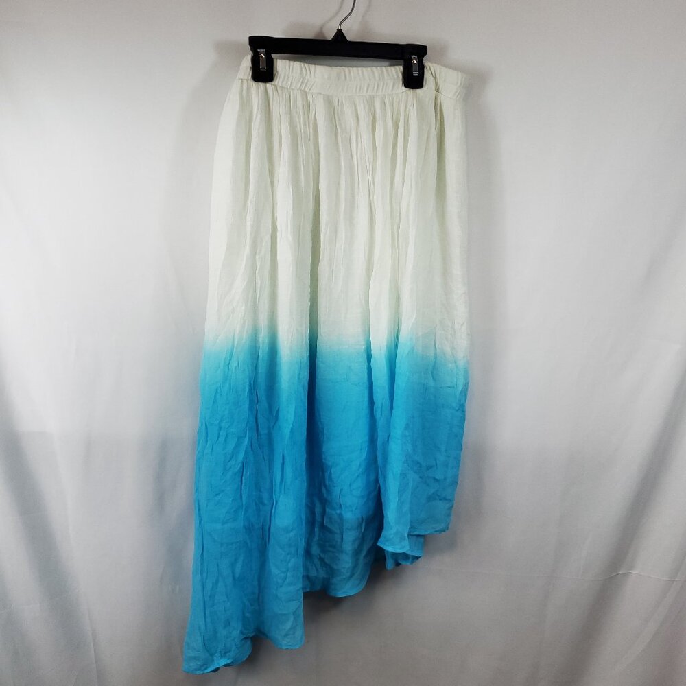 AGB White & Blue Flowy High Low Maxi Skirt NWT Sz X Large